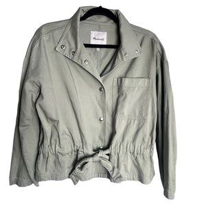 Madewell Southlake Military Jacket Green Size XS Forgotten Landscape Tie Waist